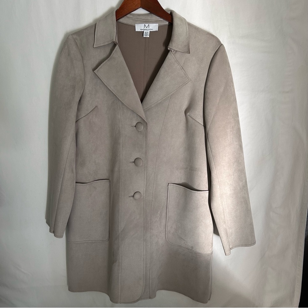 NWOT Magaschoni Light Taupe Blazer Coat with Pockets Medium